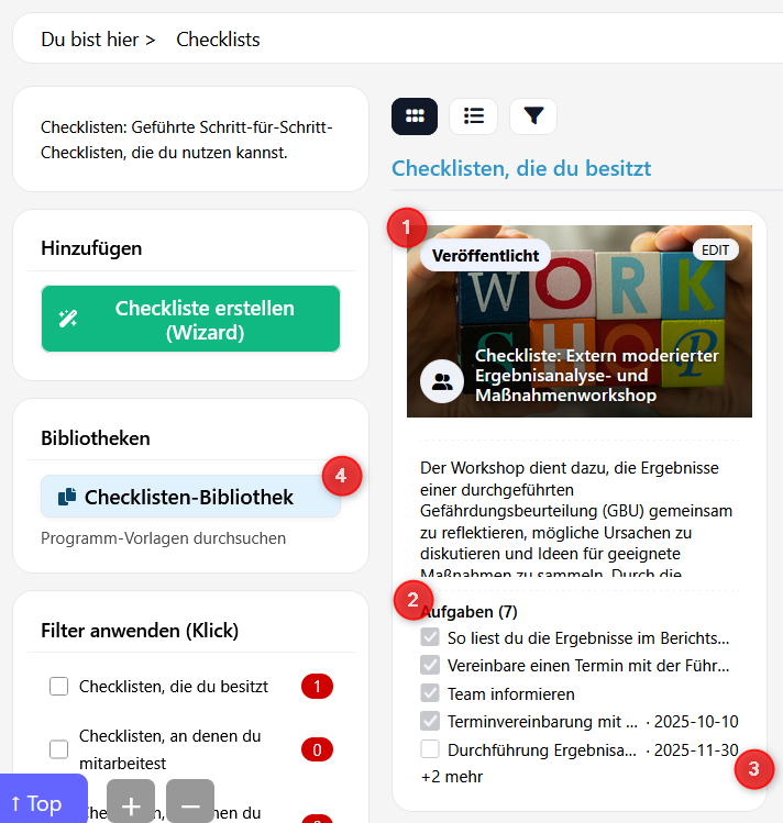 Checklisten-Übersicht
