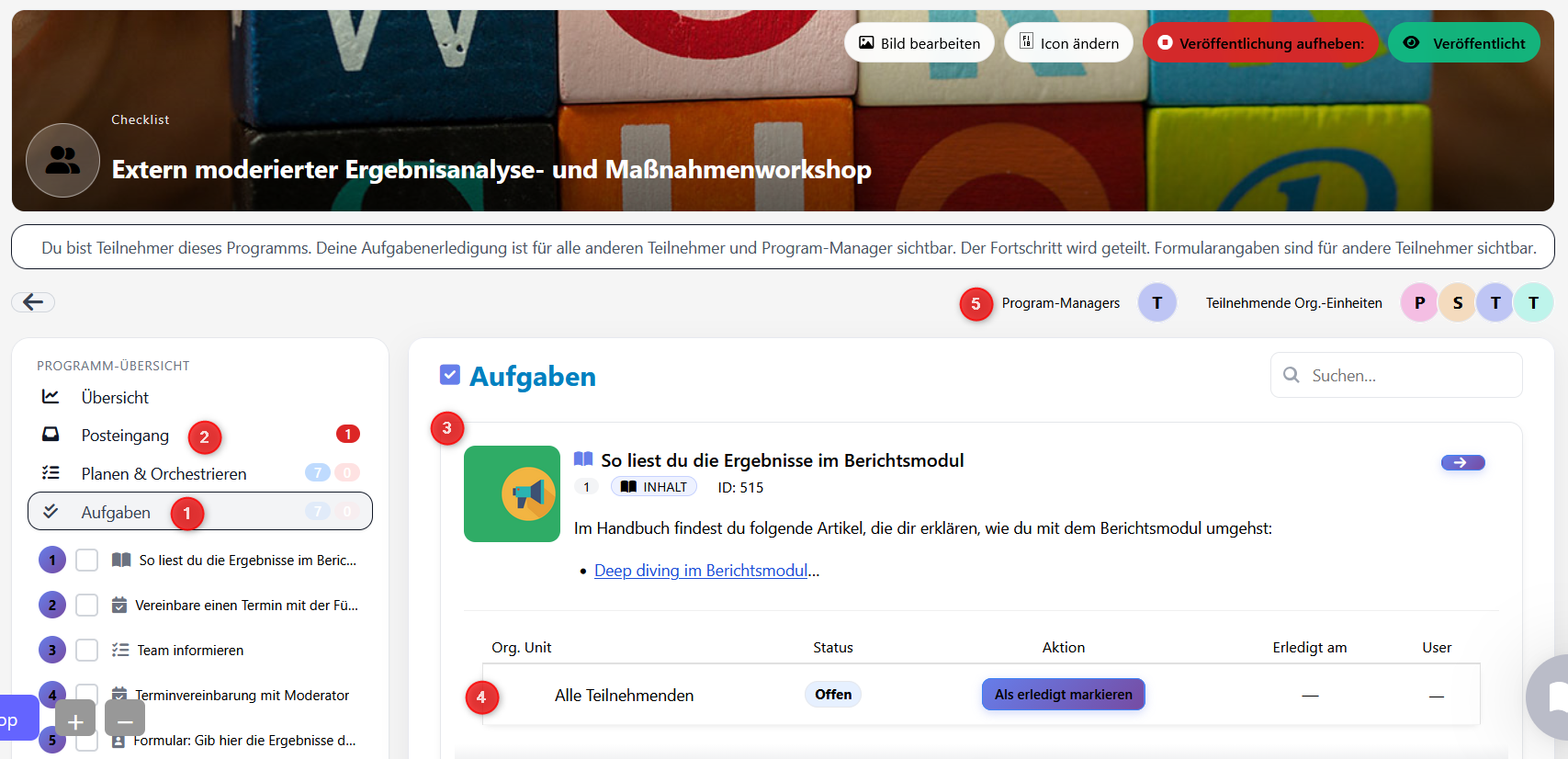 Checkliste – Detailansicht