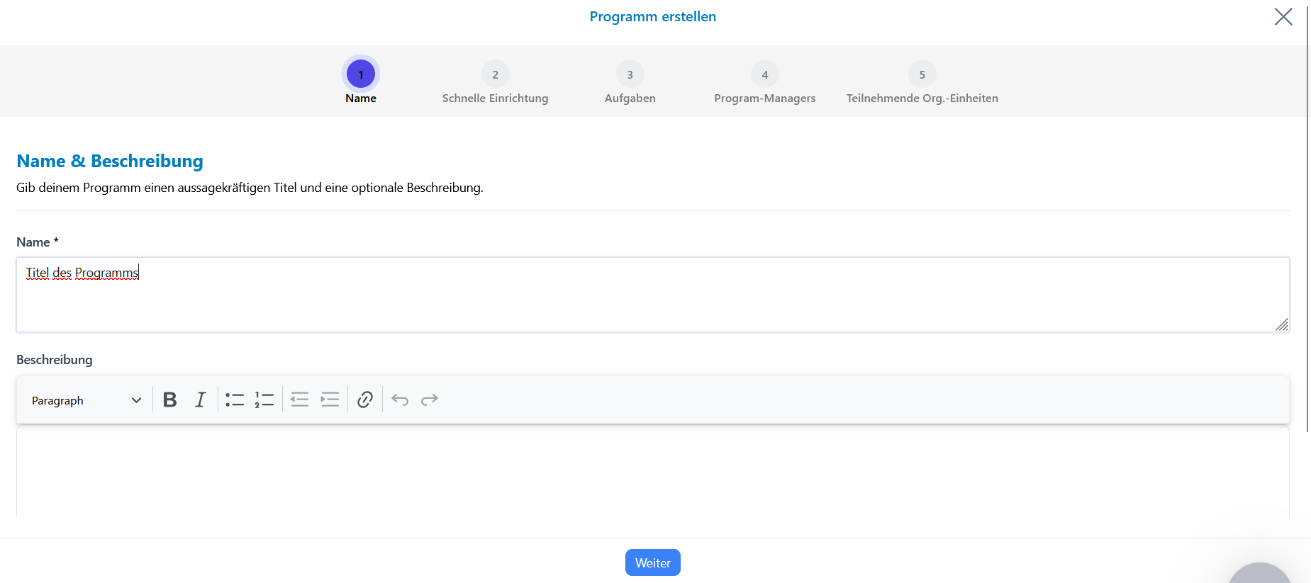 Titel &amp; Beschreibung