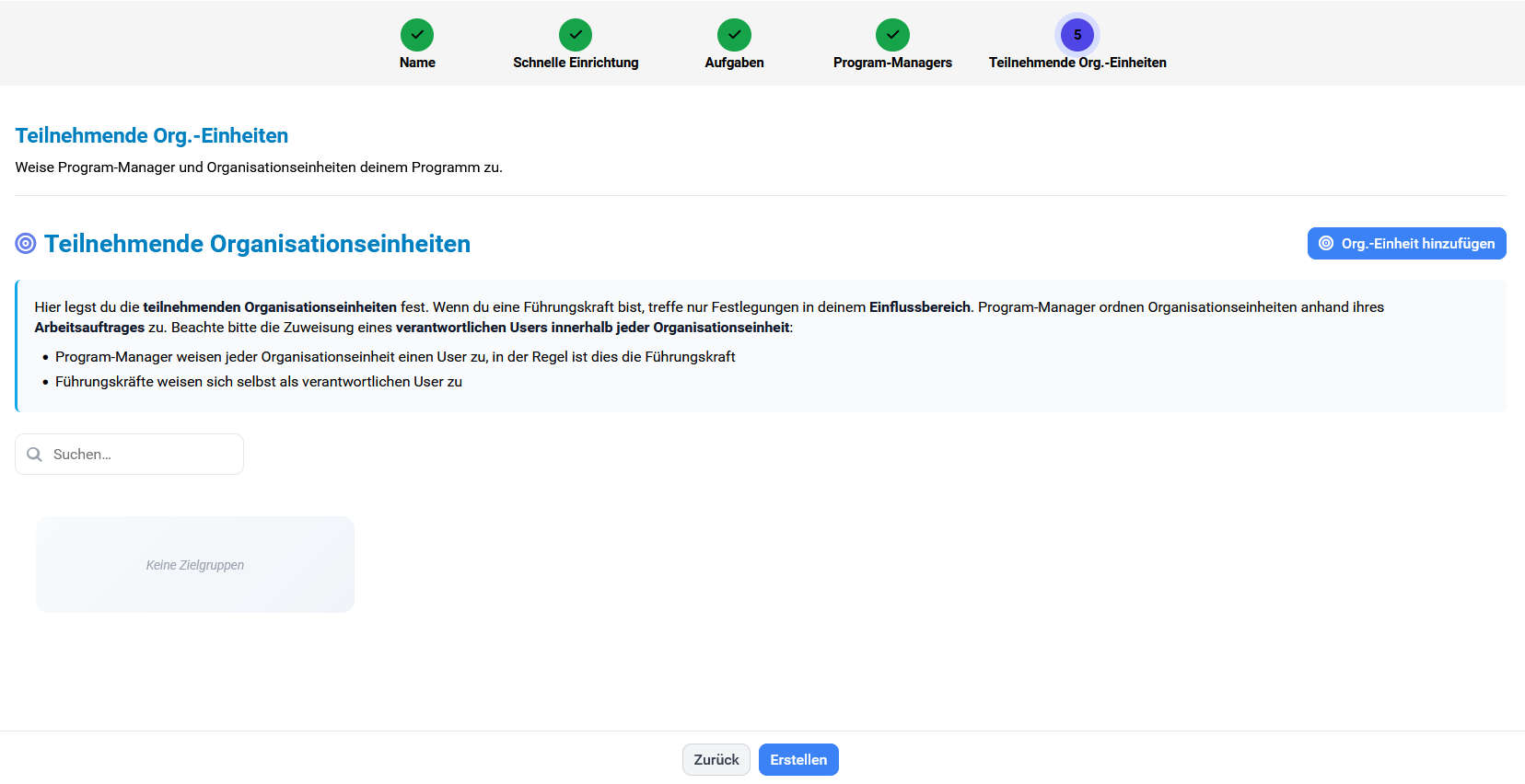 Organisationseinheiten zuordnen