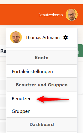 Aufruf der Benutzerseite