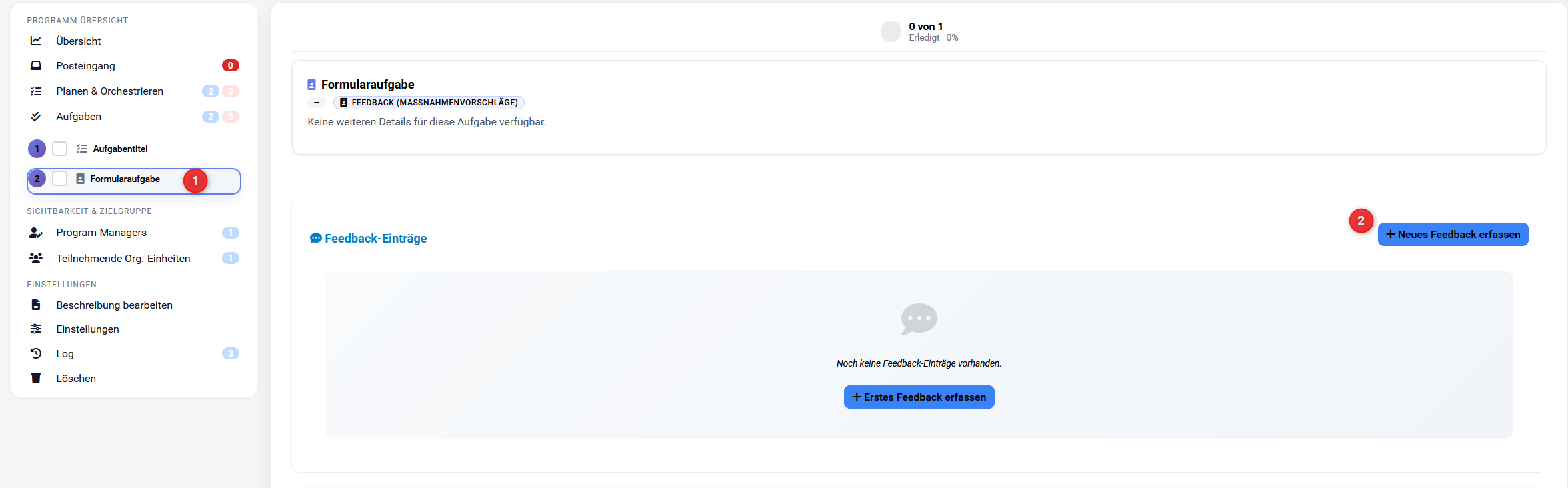 Feedbackformular öffnen