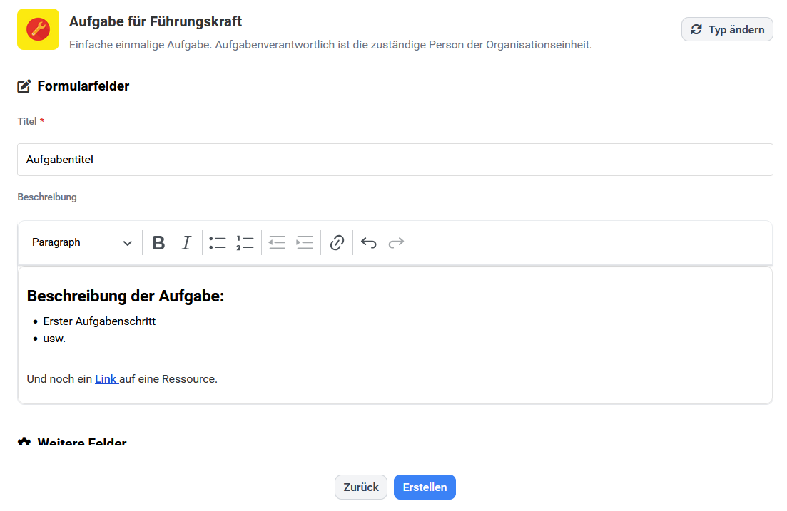 Titel und Beschreibung