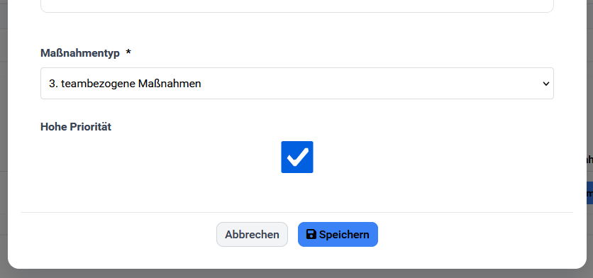 Maßnahmentypen im Formular