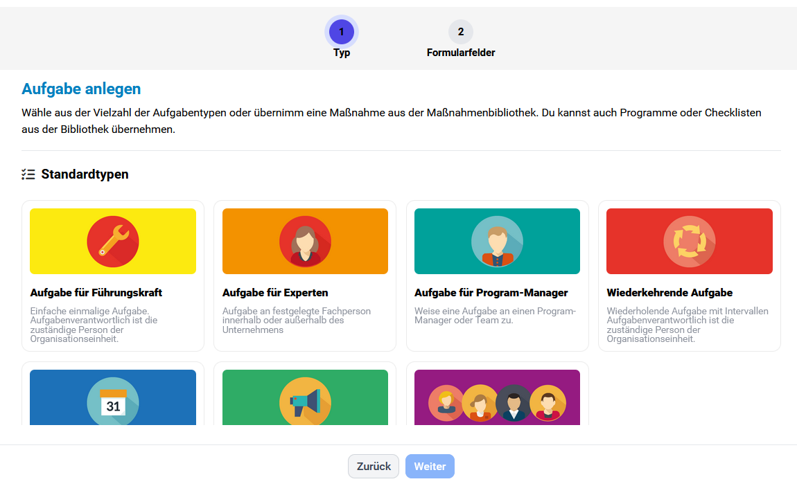 Aufgabentyp auswählen