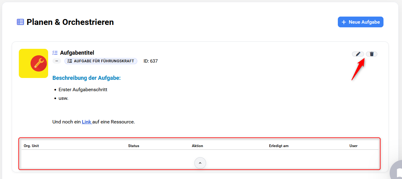 Aufgabe in Übersicht